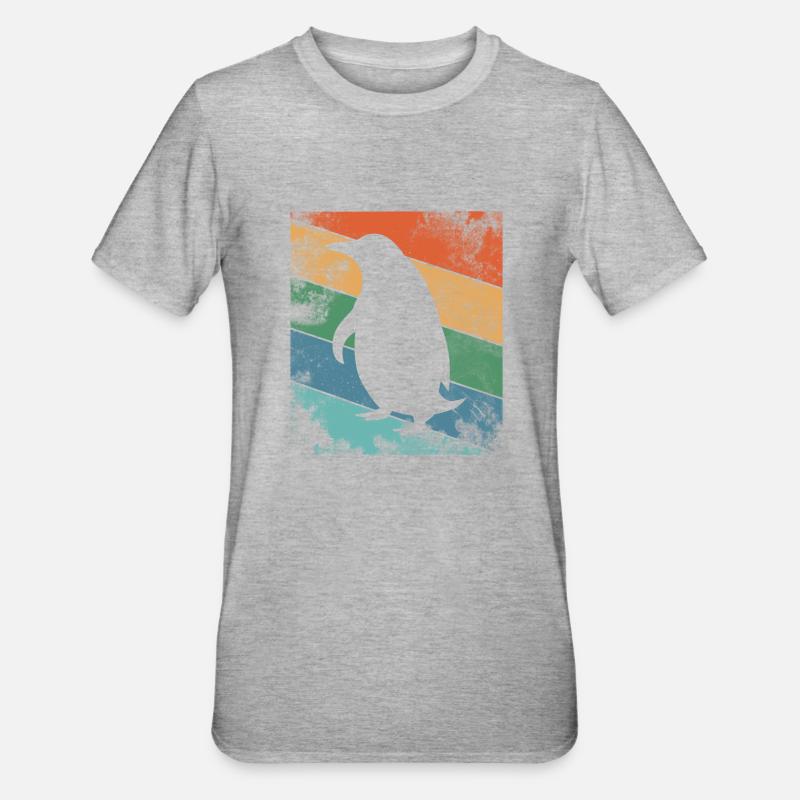Rétro Pingouin Coloré - T-shirt polycoton Unisexe - gris chiné