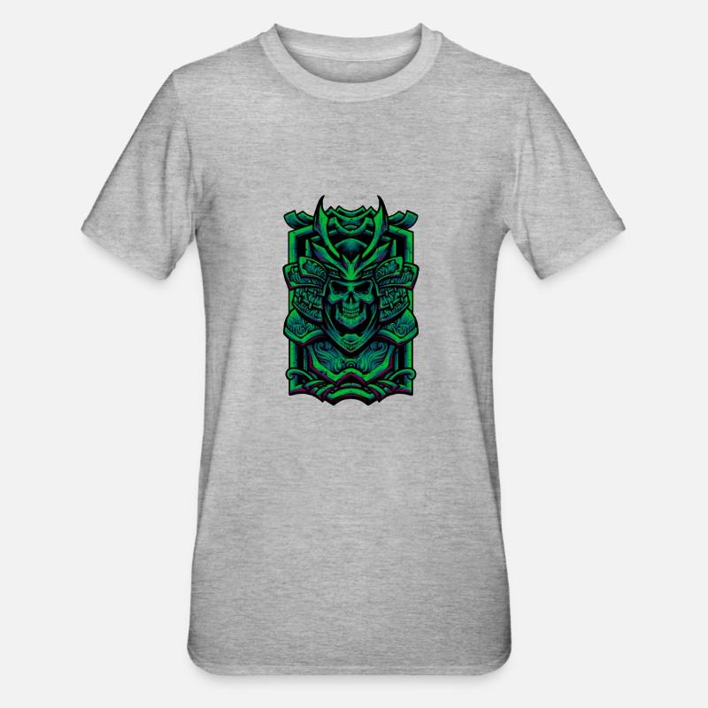 Skelett-Samurai - Unisex Polycotton T-Shirt - Grau meliert