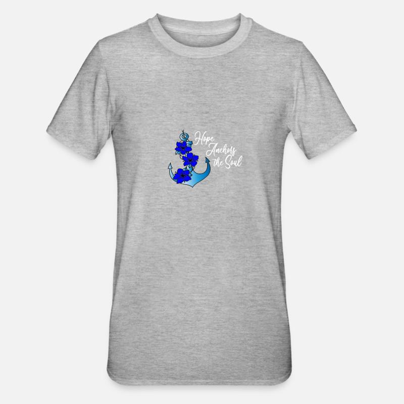 Anker Hoffnung Blumen - Unisex Polycotton T-Shirt - Grau meliert