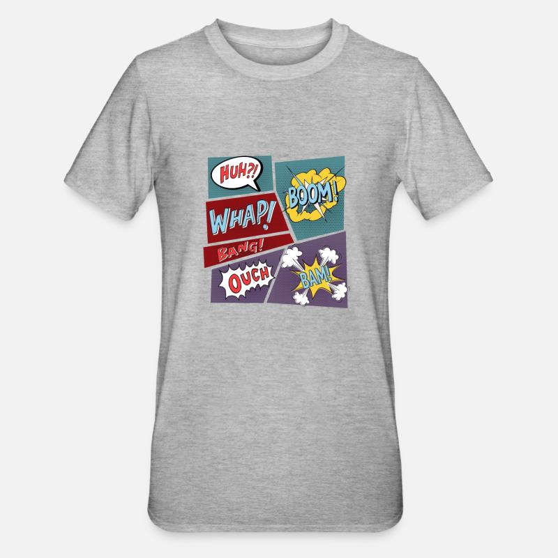 Comic Superhelden Comicbücher Kinder Geschenk - Unisex Polycotton T-Shirt - Grau meliert