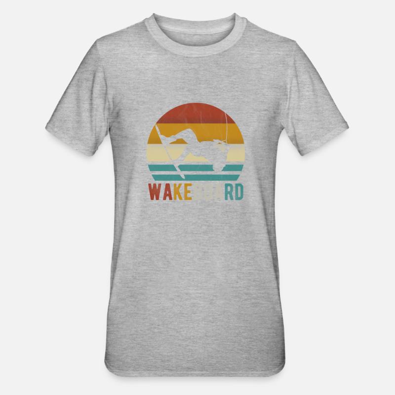 Wakeboard Wakeboarder Wakeboard Wake rétro - T-shirt polycoton Unisexe - gris chiné
