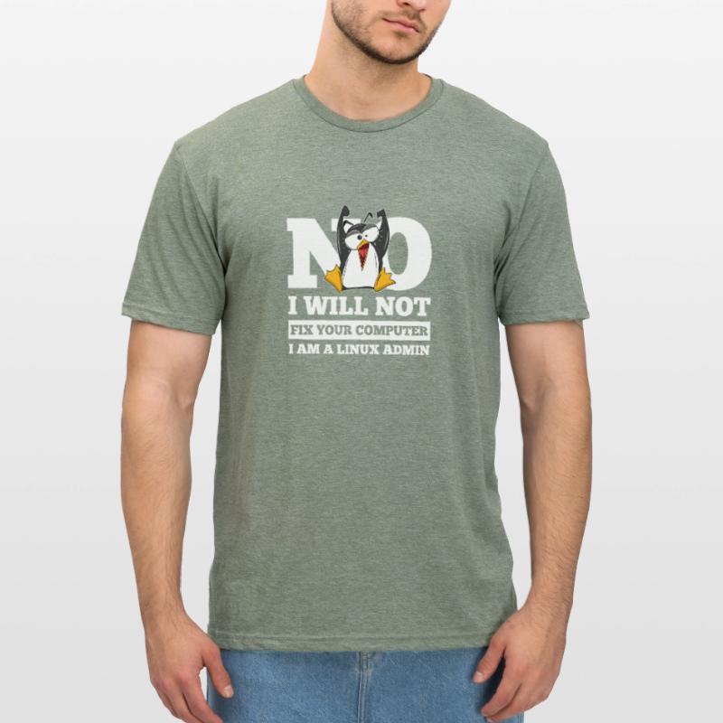 Linux SysAdmin Hacker Coder Penguin Computer Fix Unisex Polycotton T-Shirt