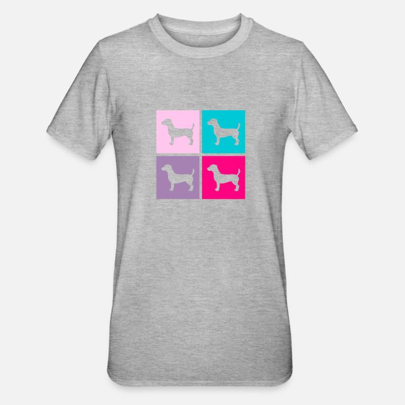 Jack Russel Dog Terrier Retro Gift - Unisex Polycotton T-Shirt - heather grey