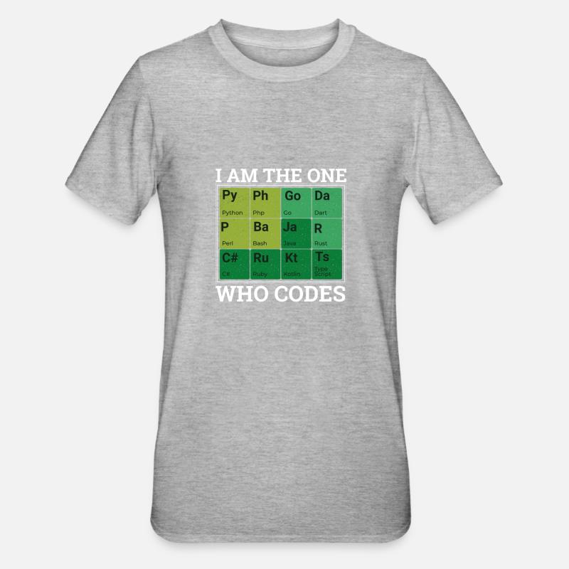 « Period Table Programming » | Programmeurs - T-shirt polycoton Unisexe - gris chiné