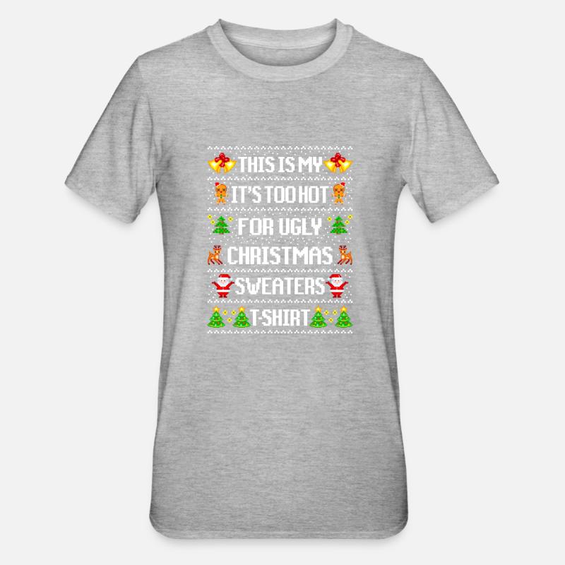Hässlicher Pullover mit Weihnachtshumor - Unisex Polycotton T-Shirt - Grau meliert