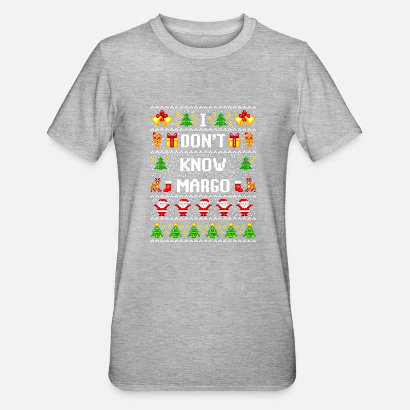 Weihnachts Margo hässlicher Pullover - Unisex Polycotton T-Shirt - Grau meliert