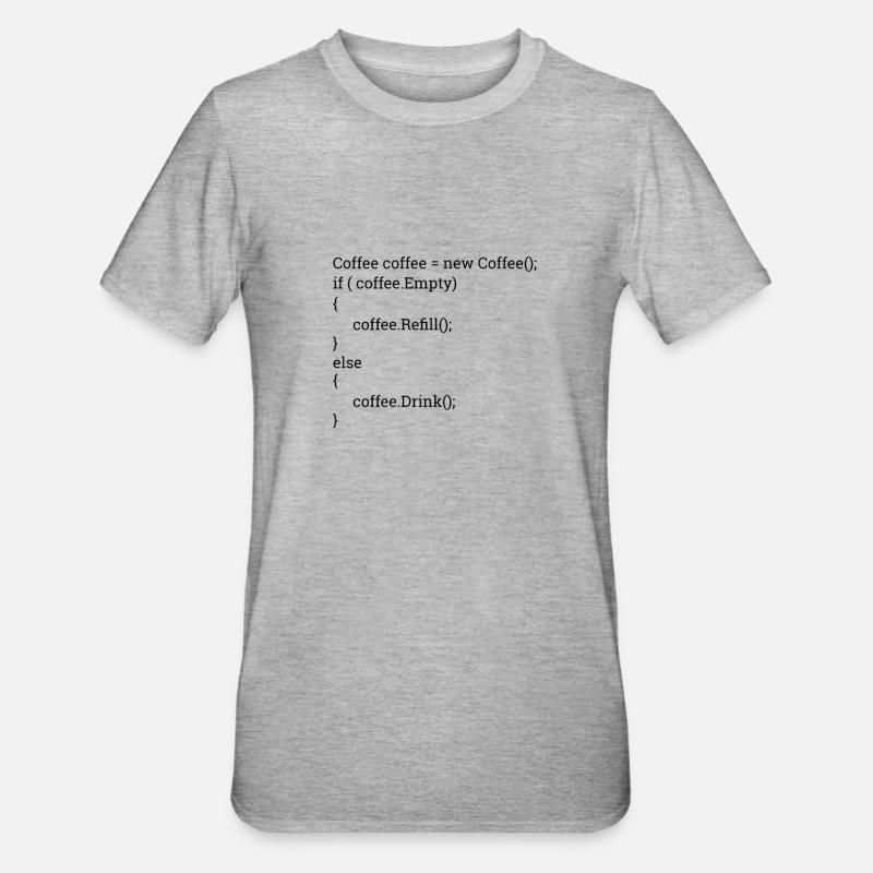 "Coffee and Code" | Programmers, programmers - Unisex Polycotton T-Shirt - heather grey