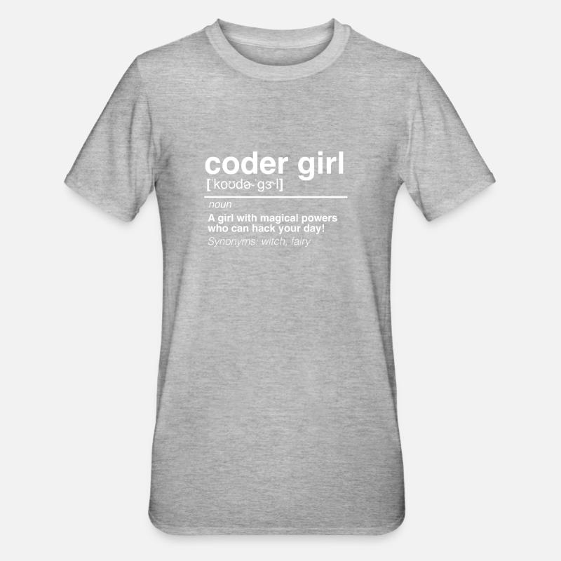 Coder Girl Software Entwickler Engineer Geschenk - Unisex Polycotton T-Shirt - Grau meliert