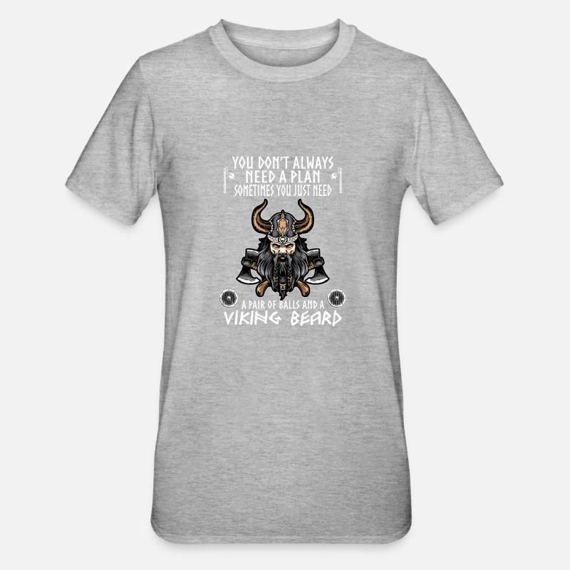 wikinger - Unisex Polycotton T-Shirt - Grau meliert