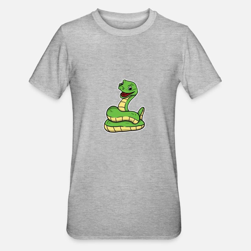 Cute Snake Python - Unisex Polycotton T-Shirt - heather grey