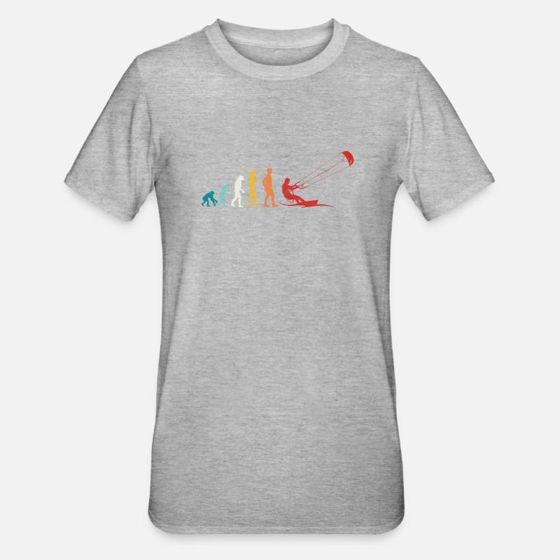 Retro Evolution Kite Surfing Funny Kite Boarding - Unisex Polycotton T-Shirt - heather grey