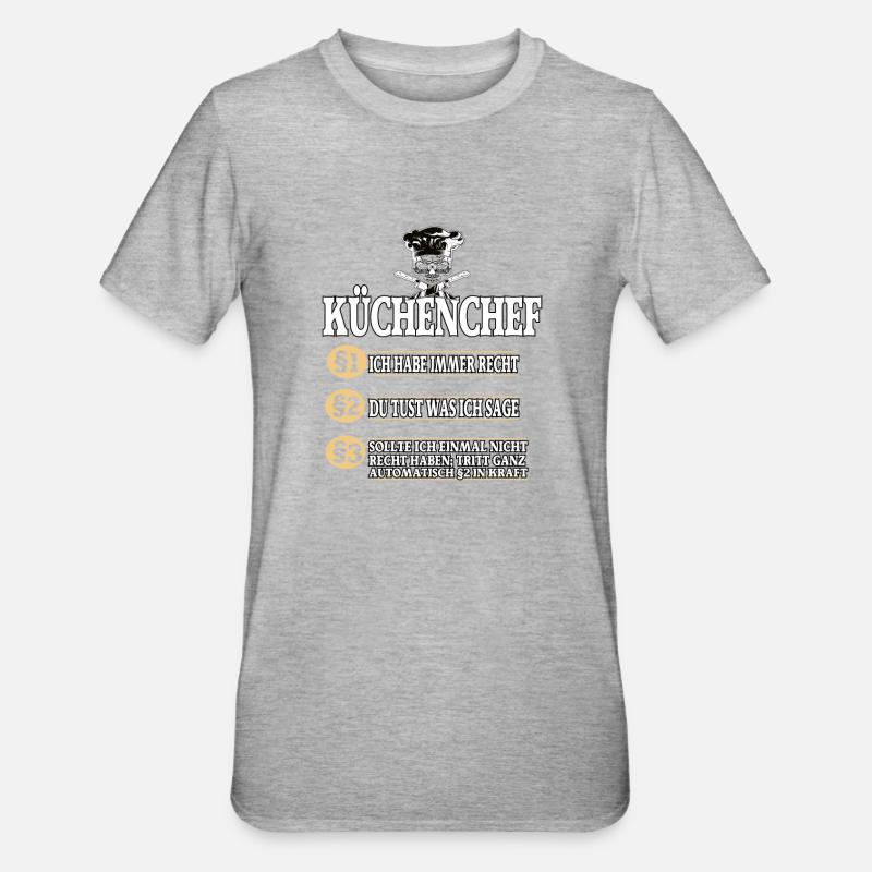 Küchenchef Koch Kochen - Unisex Polycotton T-Shirt - Grau meliert