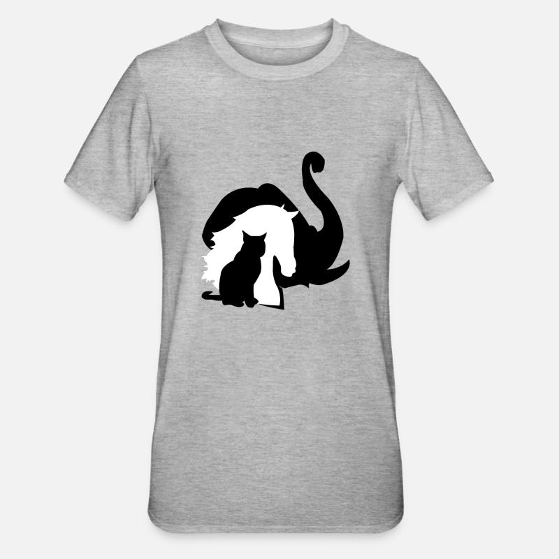 Éléphant cheval chat animaux conception - T-shirt polycoton Unisexe - gris chiné