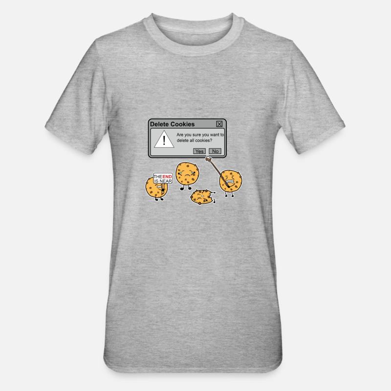Slet cookies Funny Internet Meme Browser - Unisex polycotton T-shirt - grå meleret