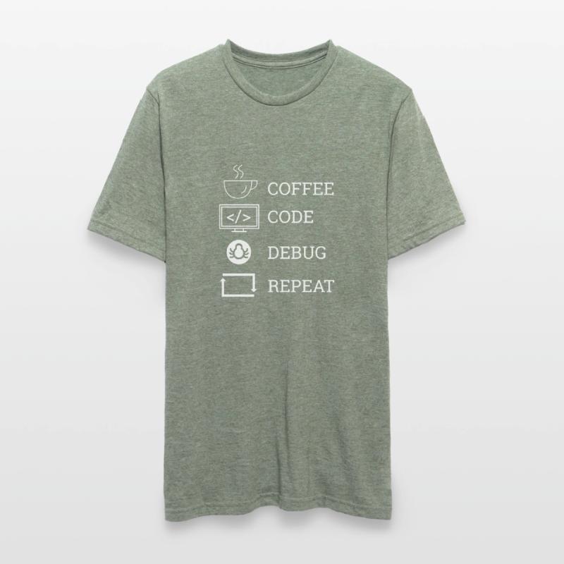 "Coffee Code Debug Repeat" | Programmierer Unisex Polycotton T-Shirt