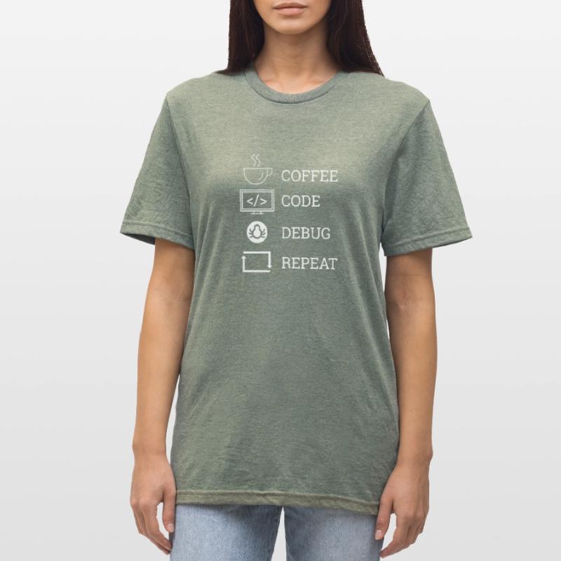 « Coffee Code Debug Repeat » | Programmeurs T-shirt polycoton Unisexe