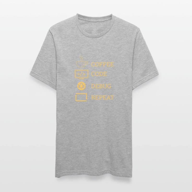"Coffee Code Debug Repeat" | Programmierer Unisex Polycotton T-Shirt