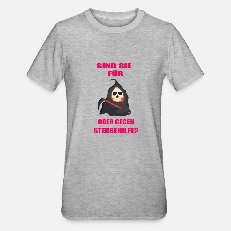 Tod Sensenmann Sense Sterbehilfe - Unisex Polycotton T-Shirt - Grau meliert