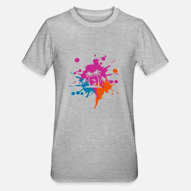 Urlaub Farbiger Klecks - Unisex Polycotton T-Shirt - Grau meliert