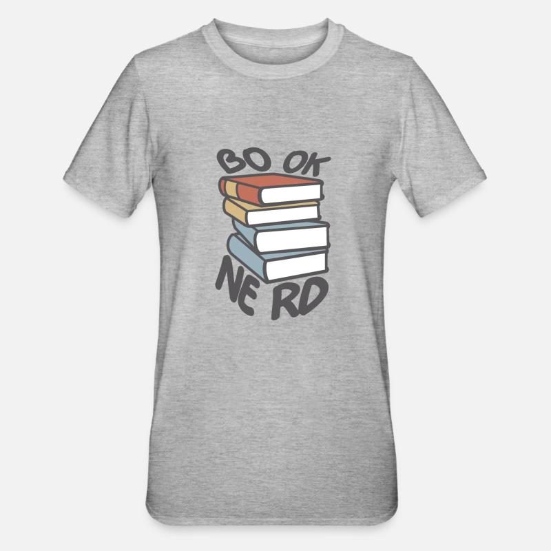 Book Nerd Book Stack - Unisex Polycotton T-Shirt - heather grey