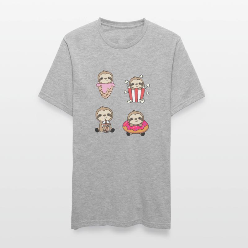 Sloth Candy Bubble Tea Popcorn Doughnut Sweet Unisex Polycotton T-Shirt