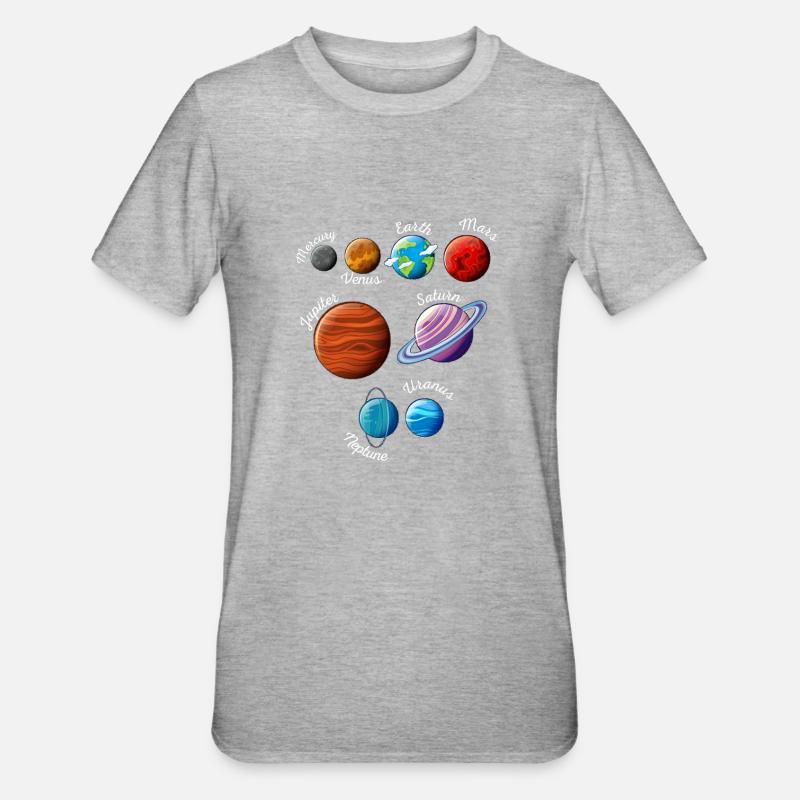 Solar System Planets - T-shirt polycoton Unisexe - gris chiné