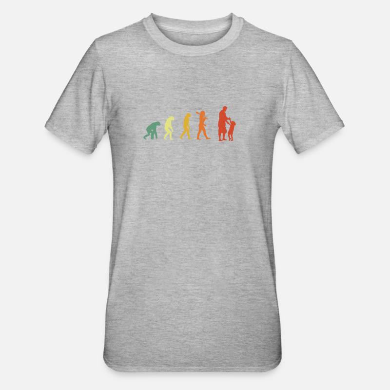 Papa Evolution Retro Edition - T-shirt polycoton Unisexe - gris chiné