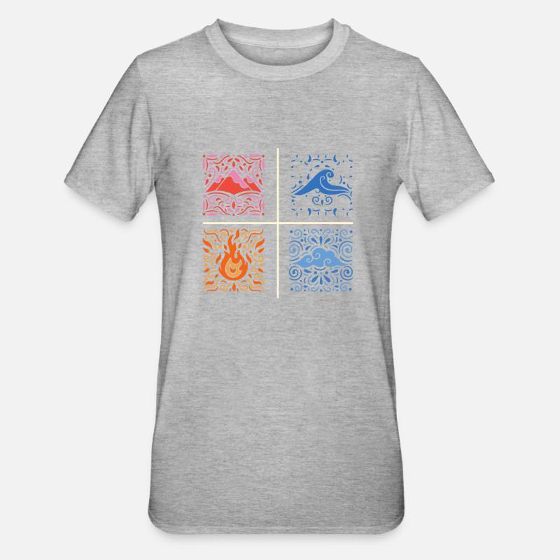 Vier Elemente - Unisex Polycotton T-Shirt - Grau meliert
