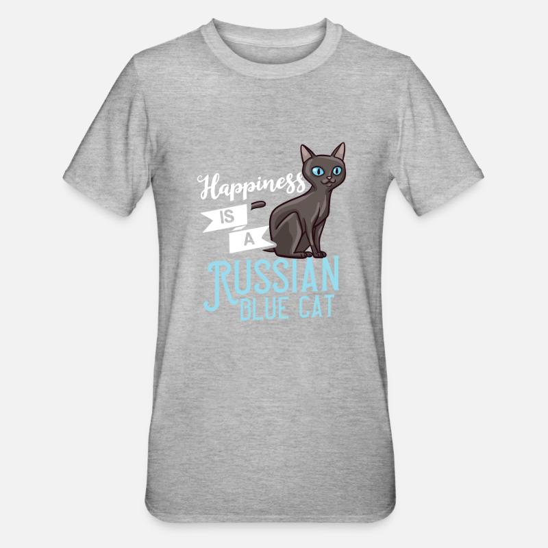 Russe chat chat de chat domestique chat chat propriétaire - T-shirt polycoton Unisexe - gris chiné