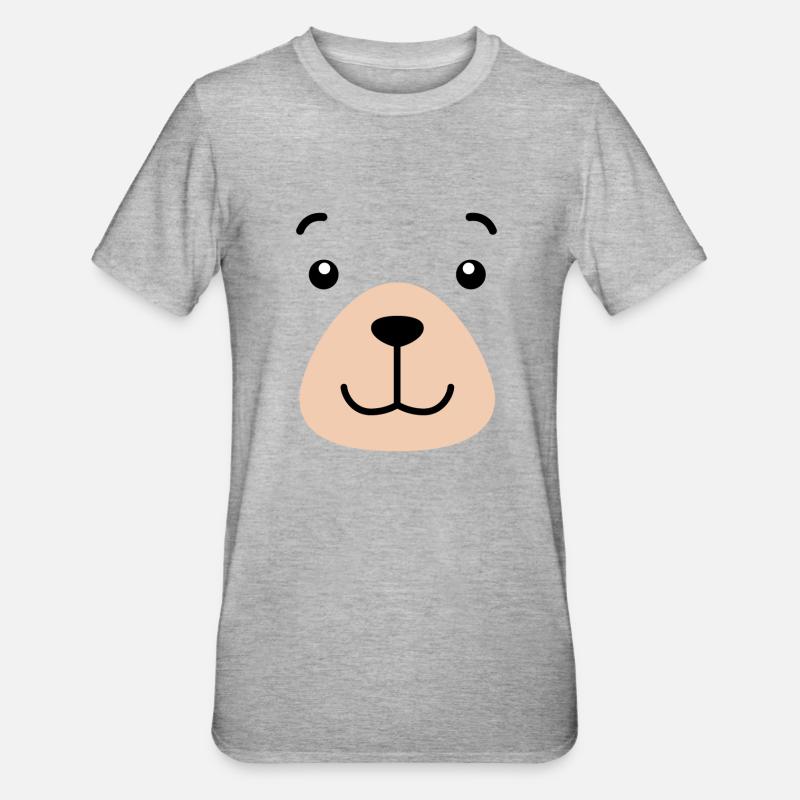 Bear Face - T-shirt polycoton Unisexe - gris chiné