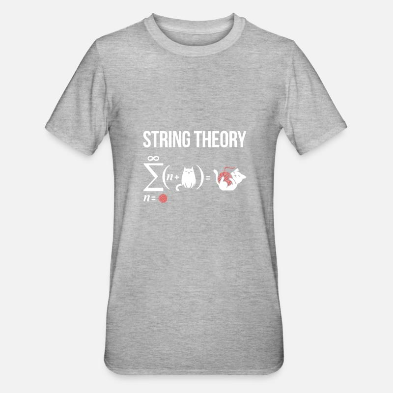 string theory, astrophysics schrödinger cat Phys - Unisex Polycotton T-Shirt - heather grey