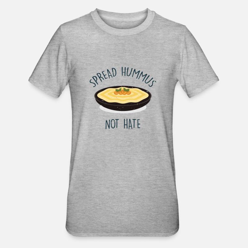 Spread Hummus Not Hate - T-shirt polycoton Unisexe - gris chiné