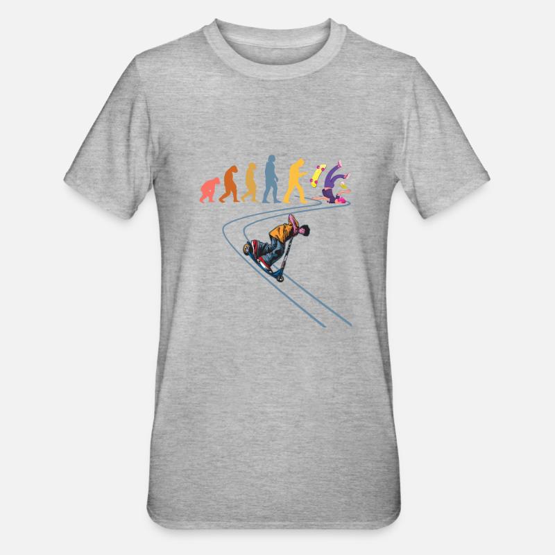 Tretroller Stuntscooter Rollen Stunt-Roller - Unisex Polycotton T-Shirt - Grau meliert