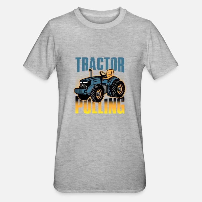 tractor pulling, tractor pulling pulling, racing, - Unisex Polycotton T-Shirt - Grau meliert