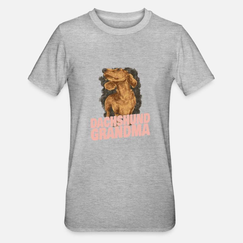 Dackel Oma Großmutter - Unisex Polycotton T-Shirt - Grau meliert