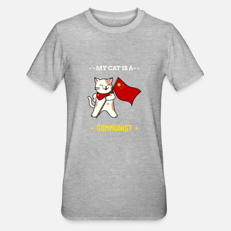Mon chat est communiste - T-shirt polycoton Unisexe - gris chiné