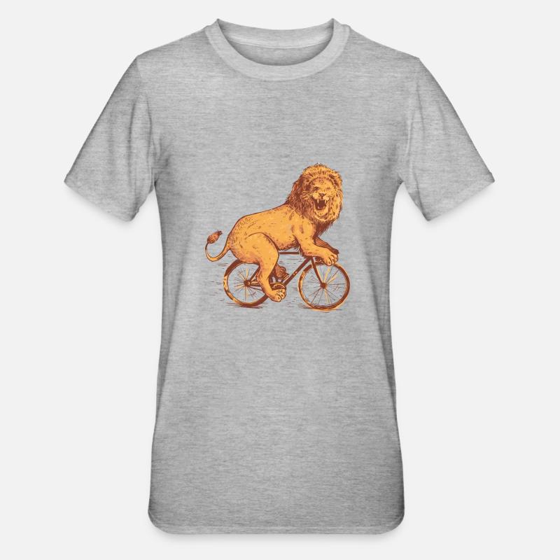 FAHRRADLÖWE - Unisex Polycotton T-Shirt - Grau meliert