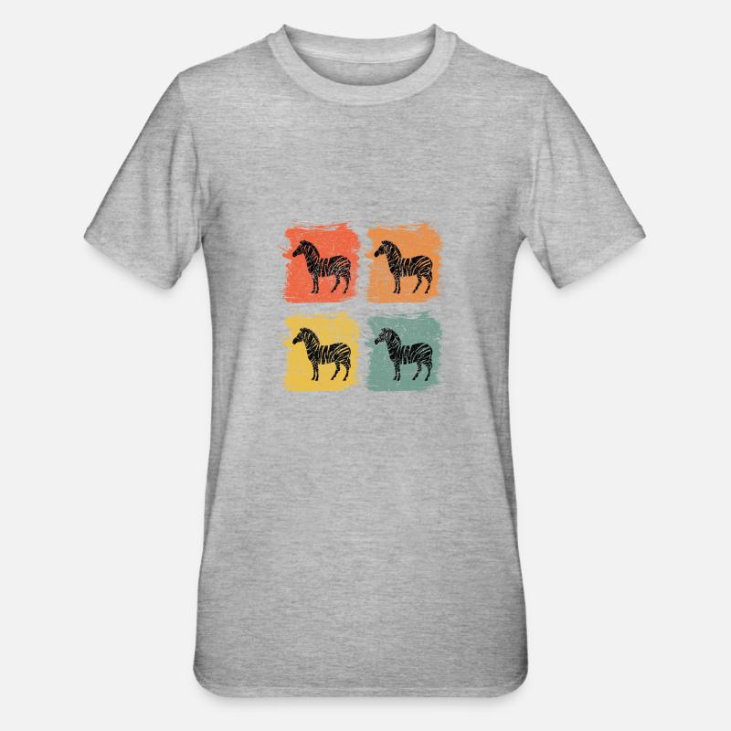 Zebra Retro Pop Art Geschenk - Unisex Polycotton T-Shirt - Grau meliert