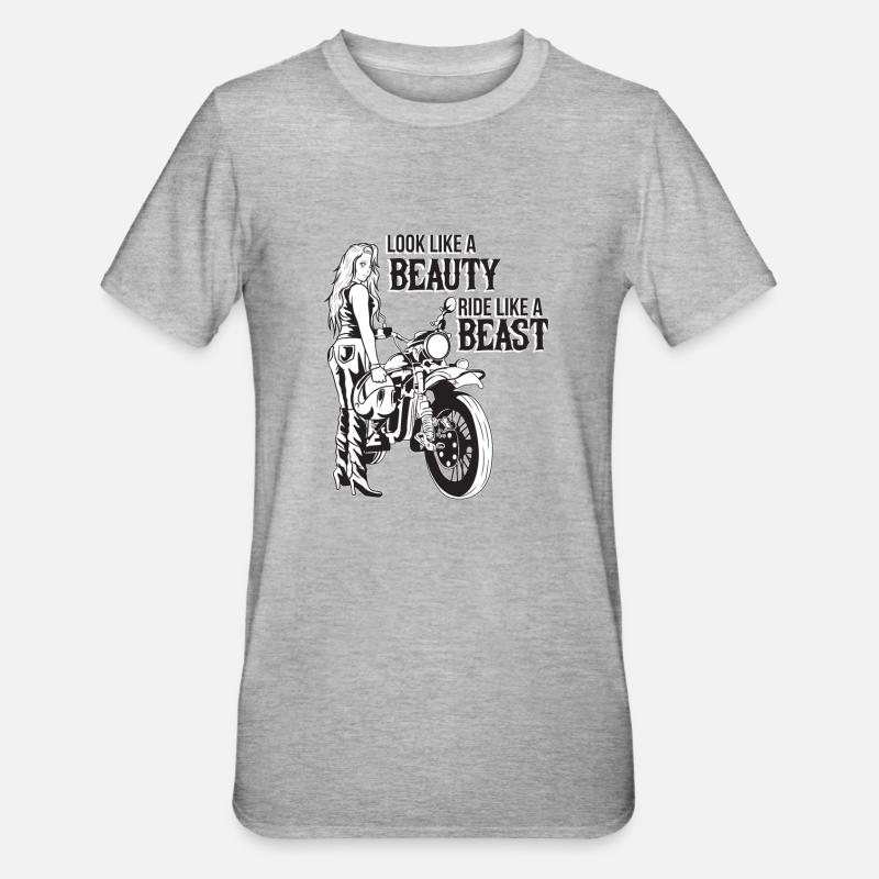 Motorcycle Meme Biker Chick - Unisex Polycotton T-Shirt - heather grey