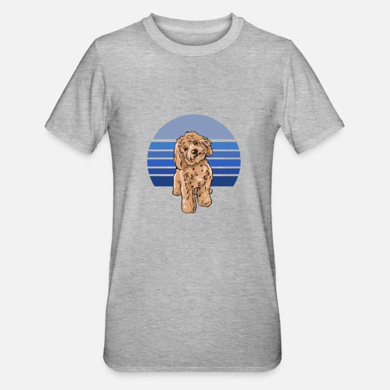 Cockapoo Bleu Rétro - T-shirt polycoton Unisexe - gris chiné
