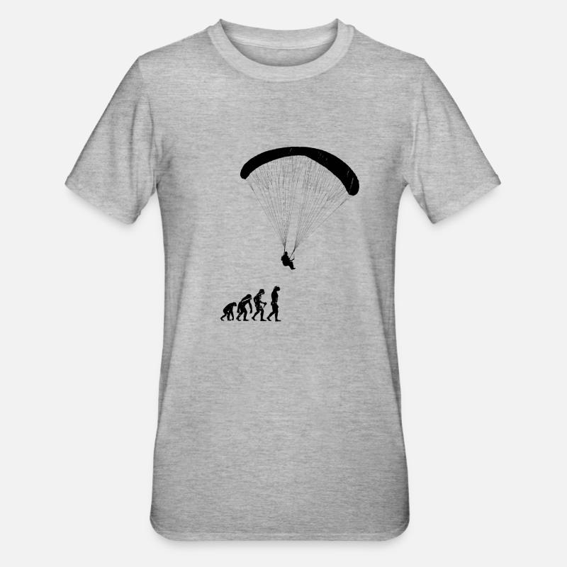 Evolution Gleitschirm - Unisex Polycotton T-Shirt - Grau meliert