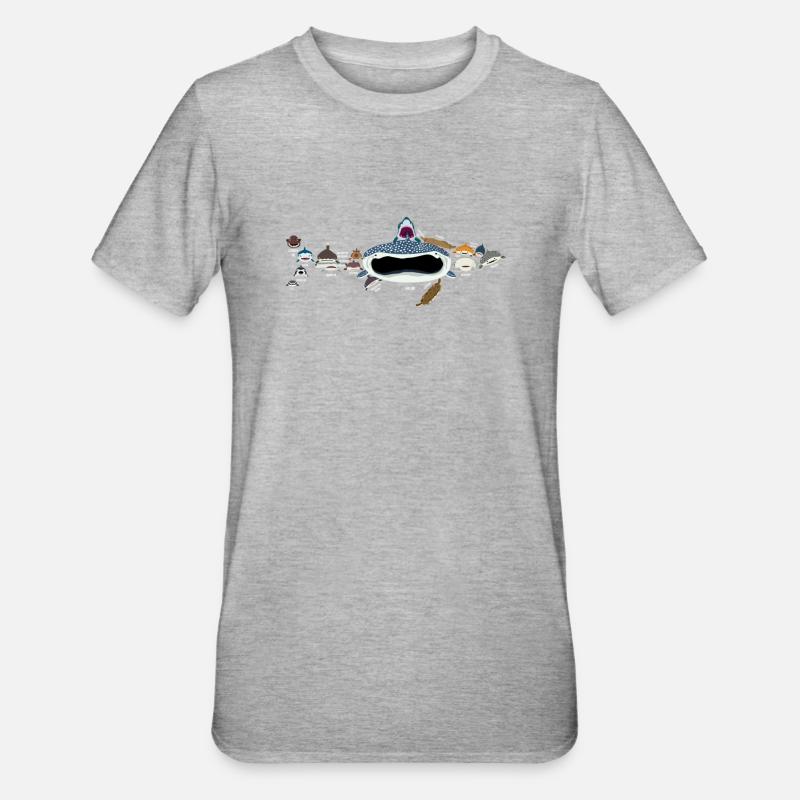 Requins, requins, requins - T-shirt polycoton Unisexe - gris chiné
