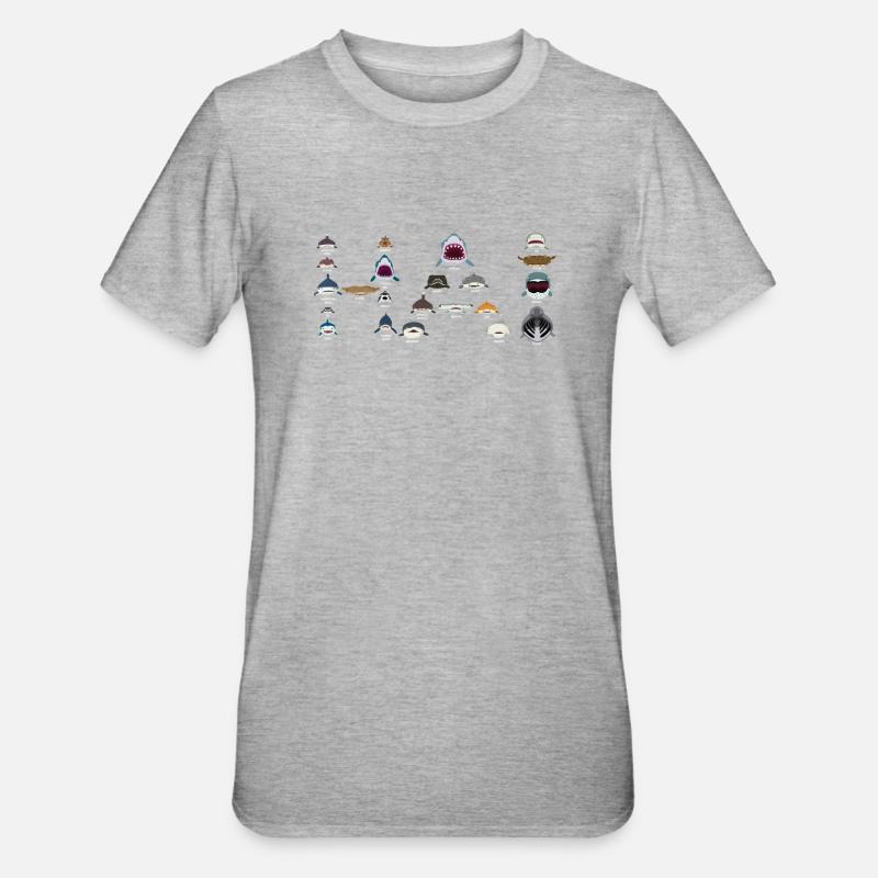 Requins, requins, requins - T-shirt polycoton Unisexe - gris chiné