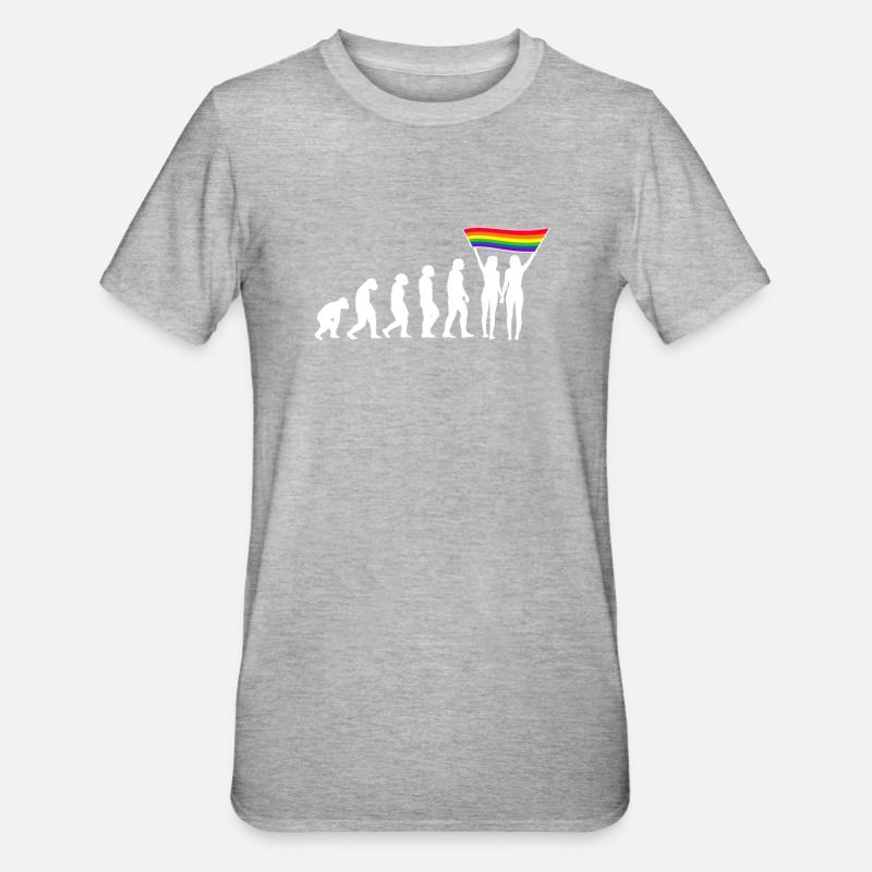 LGBTQ Evolution lesbienne pride lesbiennes drapeau - T-shirt polycoton Unisexe - gris chiné