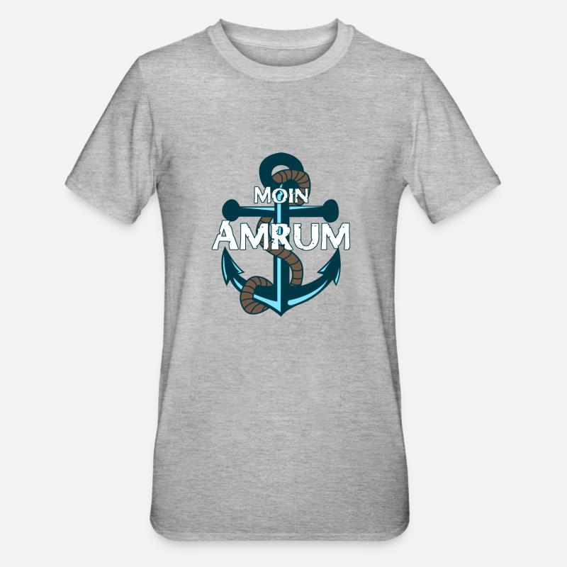 Amrum Moin Anker Spruch - Unisex Polycotton T-Shirt - Grau meliert