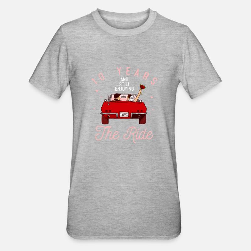 10 ans de mariage 10 ans - T-shirt polycoton Unisexe - gris chiné