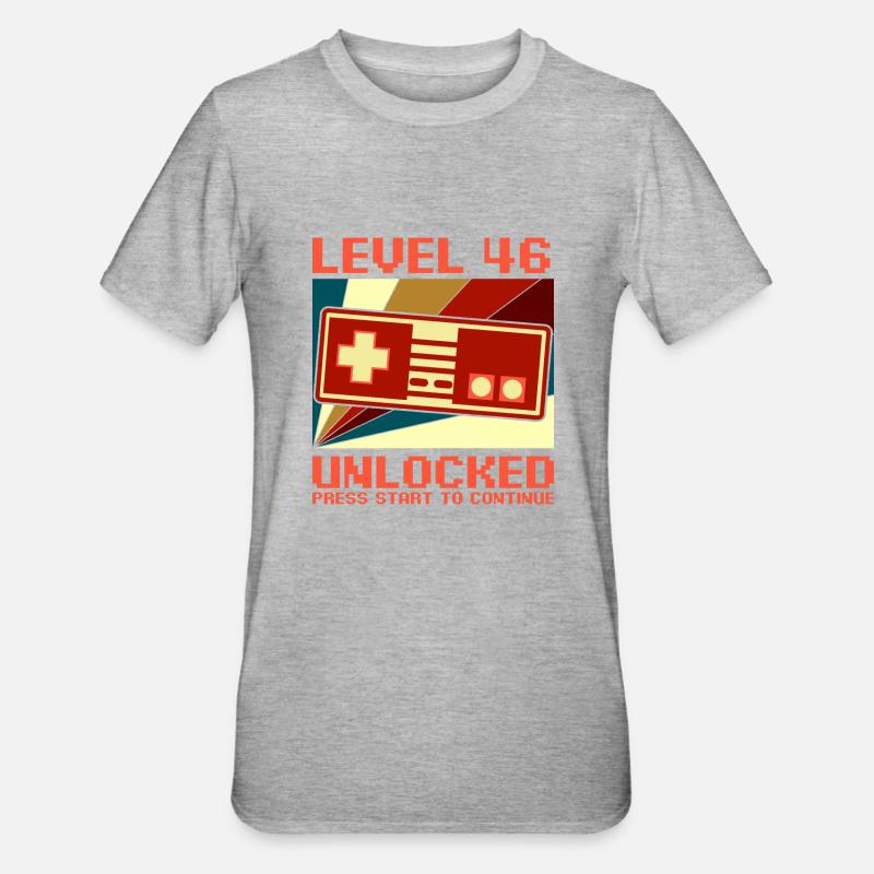 LEVEL 46 UNLOCKED 46 Anniversaire Gamer Controller - T-shirt polycoton Unisexe - gris chiné