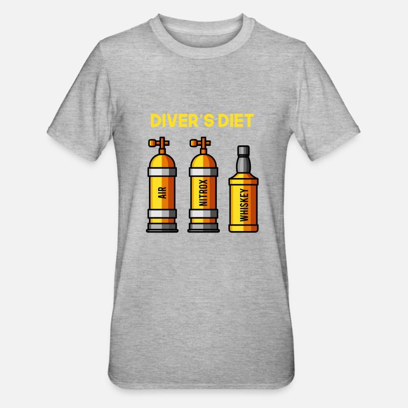 Subacquei Dieta Whiskey Subacqueo Divertente Subacqueo - Maglietta unisex, mix cotone e poliestere - grigio melange
