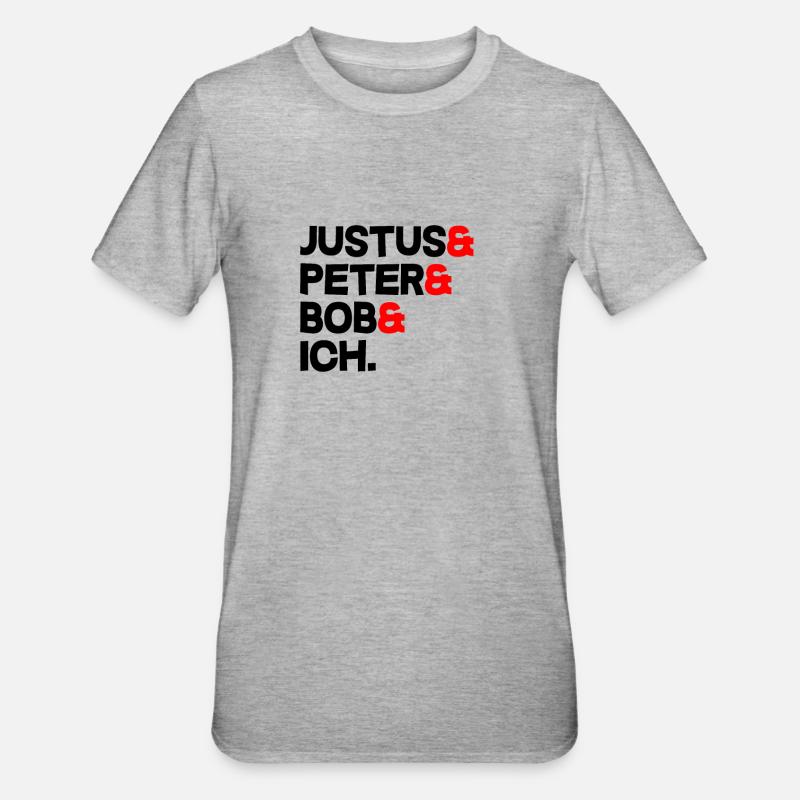 Justus & Peter & Bob & Ich - Unisex Polycotton T-Shirt - Grau meliert