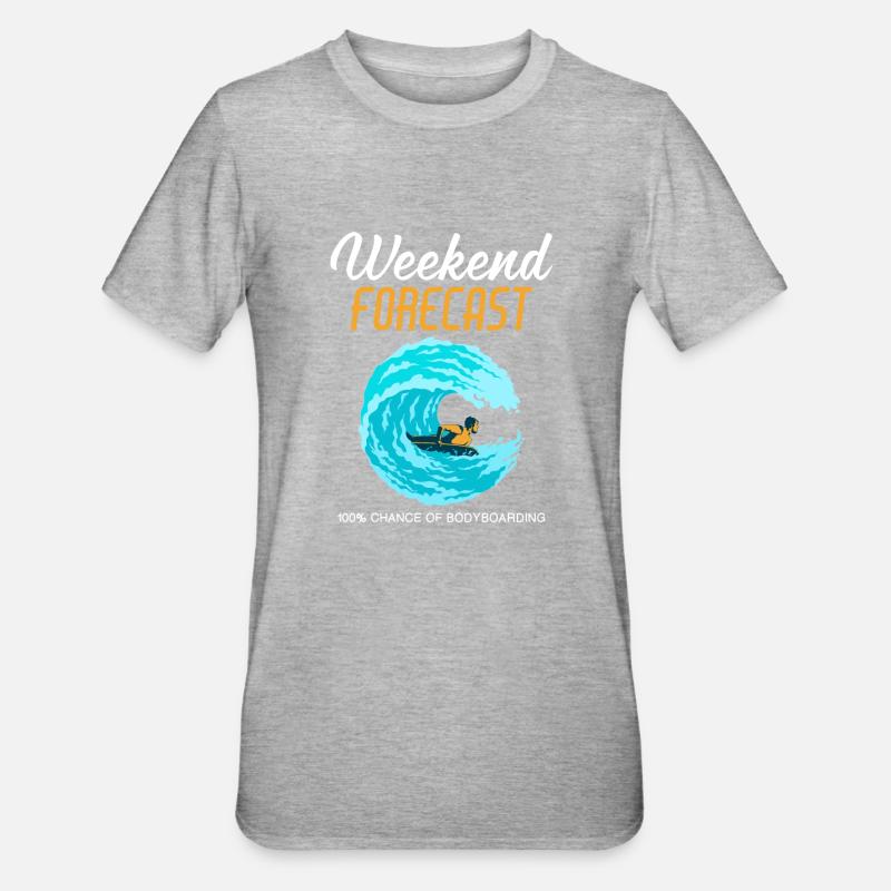 Week-end Prévision Bodyboard Bodyboard graphique - T-shirt polycoton Unisexe - gris chiné